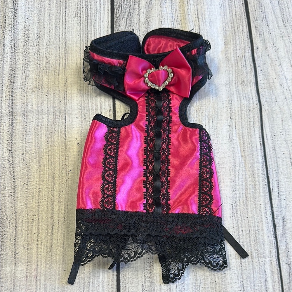 Pink and Black Dog “Lingerie” with Corset Design and Lace Details